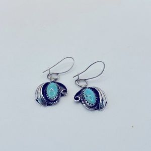 🧚Indian Silver style with turquoise stones earrings